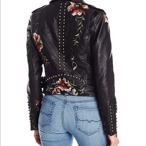 BlankNYC Vegan Leather Floral Biker Jacket